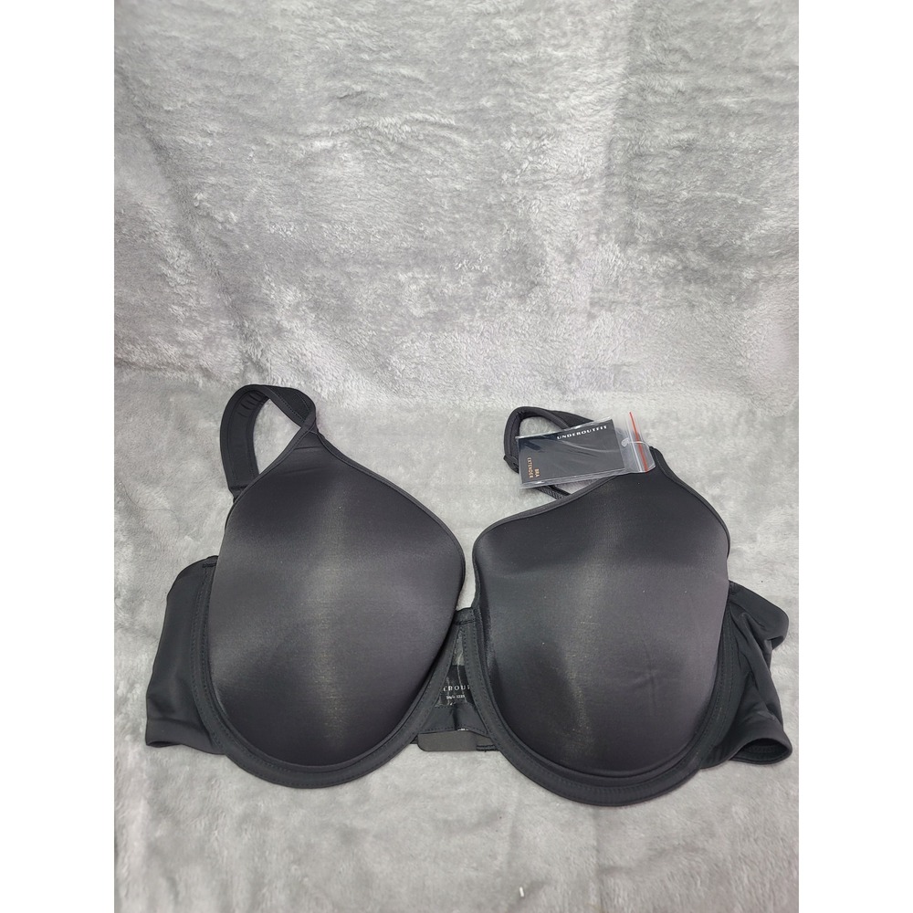 Underoutfit Black Lightly-Lined Full Coverage Underwire Bra Style 1235 42C Satin
